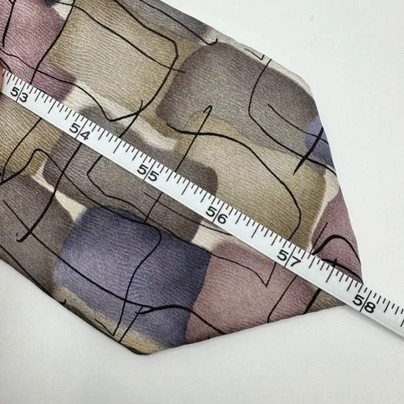 VINTAGE J. Garcia Mens Silk Necktie Abstract Purple Grey Tie Watercolor - Picture 7 of 7